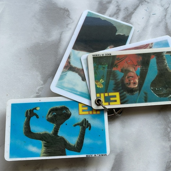 Vintage 1983 E.T. Movie - Plastic PICTURE CARD - keychain / retro / kitsch - Picture 2 of 6